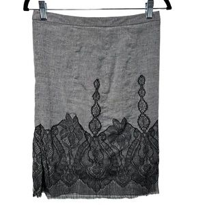 Badgley Mishka Herringbone Skirt with Lace Overlay